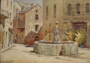 CHAROUSSET Henri M 1876-1964,Fontaine sur la place,Piasa FR 2011-04-01