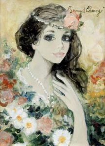 CHAROY Bernard 1931,Femme au fleur,Mallet JP 2024-03-07