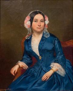 CHARPENTIER Auguste 1813-1860,Portrait de femme à la robe bleue,Aguttes FR 2017-09-17