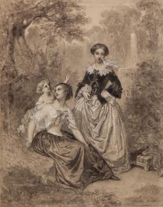 CHARPENTIER BOSIO André A 1822-1884,Figure femminili in un giardino,1855,Gonnelli IT 2014-05-17