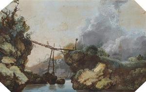 CHARPENTIER Jean Baptiste I 1728-1806,Mountain Landscape with a Wooden Bridge,Lempertz DE 2018-03-14