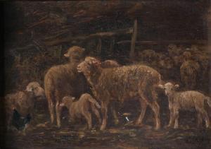CHARPIN Albert 1842-1924,Moutons et brebis dans l'étable,Kahn & Associes FR 2024-01-23