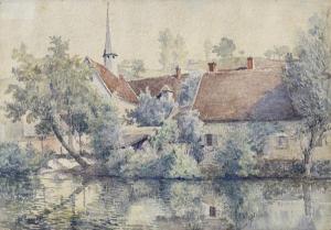 CHARRIER Henri 1859-1950,Reflets sur l'eau à Hérisson,Etienne de Baecque FR 2020-04-17
