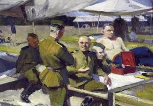CHARSKI Eugeni Gavrilovitch 1919-1993,Red Army Soldiers at Camp,1958,Whyte's IE 2009-12-07