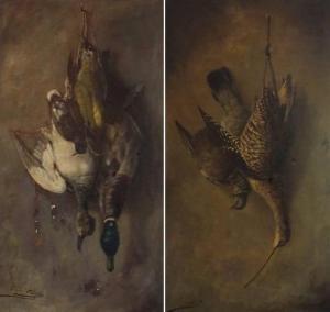 CHARTON Édouard 1855,Paire de natures mortes aux oiseaux,Hotel Des Ventes Mosan BE 2014-10-22