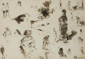 CHARTRAN Theobald 1849-1907,Figure studies, including a lady with a fan, a man,Rosebery's 2024-02-27