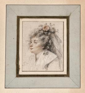 CHASSELAT Pierre,Brustbildnis einer jungen Frau, mit Blumenschmuck ,Galerie Bassenge 2023-06-09