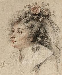 CHASSELAT Pierre 1753-1814,Portrait de femme à la chevelure fleurie,Fraysse FR 2021-04-01