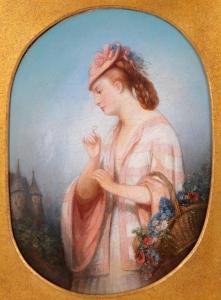CHASSELAT Saint Ange Henri J 1813-1880,Lady in Pink with a Flower Basket,Shapiro Auctions 2020-11-07