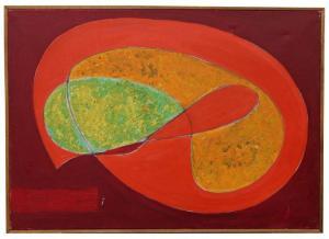 CHASTENET Hermine 1909-2009,maternité en rouge (infime éclat),1974,Le Calvez FR 2020-09-03