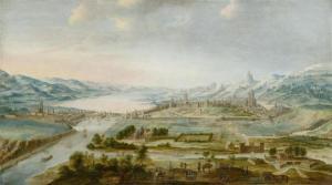 CHASTILLON Claude 1560-1616,Panoramic view of Geneva: l' Escalade,Galerie Koller CH 2009-09-14