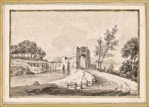 CHATELAIN Jean Baptiste Claude 1710-1771,An Italianate capriccio landscape,Christie's GB 2014-07-16