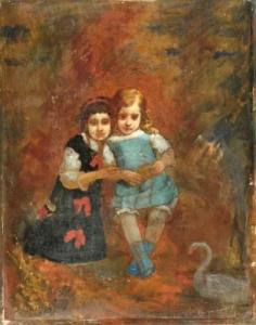 CHATIGNY Jean Baptiste 1834-1886,Portrait de deux jeunes filles,Aguttes FR 2009-12-10