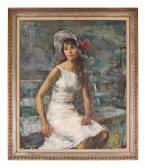 CHATOV Constantin 1904-1993,Woman in White Dress and Hat,Hindman US 2021-05-21