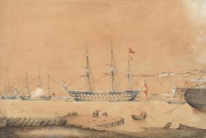 CHATWORTHY WOOD TAYLOR Charles,'A View of H.M.S. Collingwood at the instant of sh,Bonhams 2021-09-14