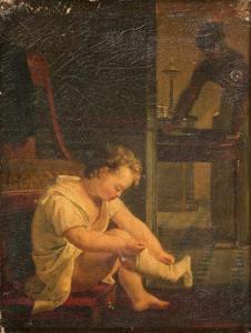 CHAUDET Elisabeth Jeanne 1767-1832,Jeune enfant enfilant ses chaussettes,Daguerre FR 2020-12-01