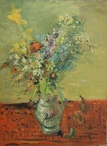 CHAUFFREY Jean B 1911,Fleurs au tapis rouge,1951,EVE FR 2018-12-07