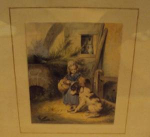 CHAUT Théodore 1800-1900,La petite fille et le gros chien,Lasseron et Associees FR 2014-04-17