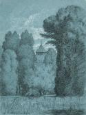 CHAUVEL Théodore,Vue d'une clairière avec un clocher dans le fond,1882,Beaussant-Lefèvre 2022-02-11