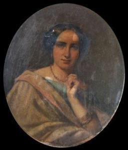CHAZAL Charles Camille 1825-1875,Portrait de femme au collier,1856,Etienne de Baecque FR 2021-07-01