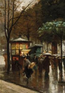 CHECA Y SANZ Ulpiano 1860-1916,París en día de lluvia,1889,Duran Subastas ES 2024-01-24