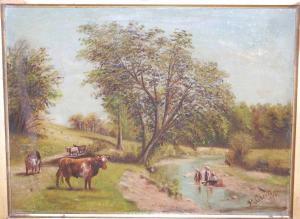 CHEETHAM Mike,River landscape with boys fishing,Lacy Scott & Knight GB 2020-06-20