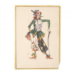 CHEKHONIN Sergei Vasil'evic 1878-1936,Costume Design Clown,1928,MICHAANS'S AUCTIONS US 2023-04-14