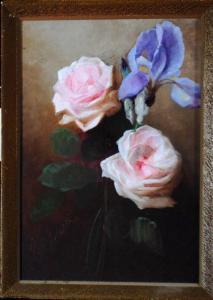 CHELAZZI Tito 1834-1892,PINK ROSES AND AN IRIS,Anderson & Garland GB 2012-03-20