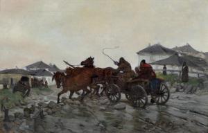 CHELMONSKI Jozef 1849-1914,MUDDY ROAD,1882,Agra-Art PL 2019-03-17