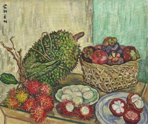 CHEN Georgette 1907-1992,Still Life with Big Durian,1965,Christie's GB 2023-05-28