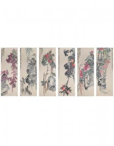 Chen Shizeng 1876-1923,Seasonal Flowers (6 works),1922,Bonhams GB 2022-06-02