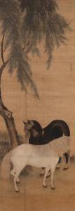 CHEN Xiao,two horses by a tree,Butterscotch Auction Gallery US 2016-11-06