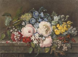 CHENEY Harriet 1771-1848,A still life of summer flowers, butterflies and a ,Christie's GB 2009-06-02