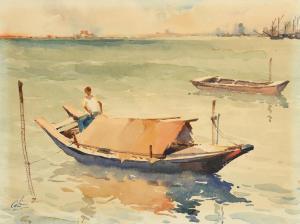 CHENG HOE LIM 1912-1979,Boats in a Harbour,Morgan O'Driscoll IE 2021-04-26