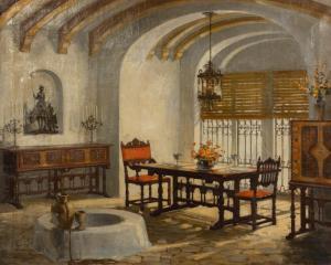 CHENOWETH Joseph Gayne 1891,Interior with Red Chairs,Hindman US 2019-05-23