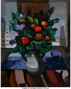 Cherkas Constantine,Still life with Flowers in front of Pont Saint-Mic,1976,Heritage 2021-02-11