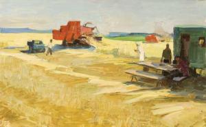 CHERNIKOVA Nadezdha Yeliseyevna 1917-1995,Harvesting Wheat in The New Lands,1960,Whyte's 2009-12-07