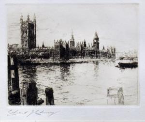 CHERRY Edward J,Thames side views of The Palace of Westminster and,Canterbury Auction 2014-02-11