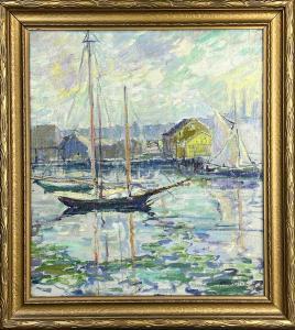CHERRY Kathryn E Bard 1860-1931,view of Gloucester harbor,CRN Auctions US 2022-11-06