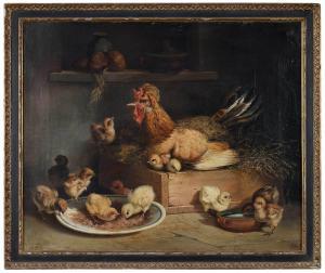CHERUBINI Andrea 1833-1905,A Brood of Chickens,1868,Brunk Auctions US 2022-11-11