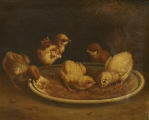 CHERUBINI Andrea 1833-1905,Chicks pecking grain,1872,Gorringes GB 2022-08-22