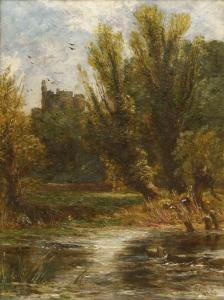 CHESTER George 1813-1897,A WOODED RIVER LANDSCAPE WITH A CASTLE,1886,Sworders GB 2020-02-04