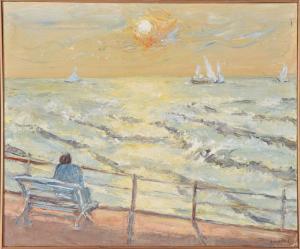 CHEVALIER Evelyne 1946,Soleil couchant sur la mer,Conan-Auclair FR 2023-07-05