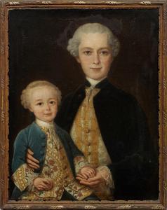 CHEVALIER Jean 1725-1790,Bildnis eines Vaters mit seinem jungen Sohn,Schloss DE 2021-05-08