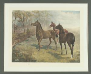 CHEVIOT Lilian 1884-1932,three horses in a pasture hark,1905,Sloans & Kenyon US 2018-06-16