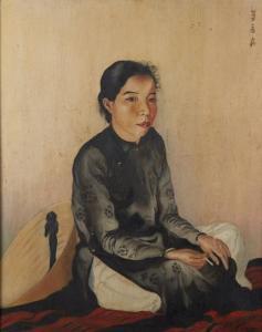 CHEVRIERES Georges,Portrait de femme, Kon Tum,1937,Aguttes FR 2018-02-13