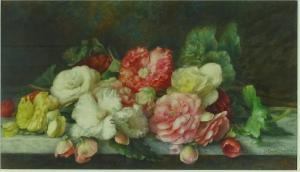 CHEYNEY S. Emma 1800-1900,still life flowers on a marble shelf,Burstow and Hewett GB 2018-04-26