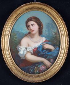 CHIAPORY Bernard Charles 1800-1800,Ritratto di gentildonna con vezzo di pe,1856,Casa d'Aste Arcadia 2021-04-28