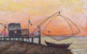 CHIARAMONTI Giovanni 1885-1942,SUNSET ON OSTIA,Potomack US 2020-10-06