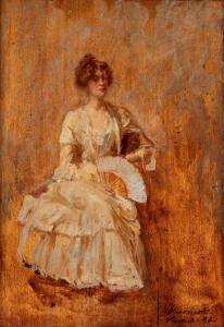 CHIERICATI Ascanio,Donna con ventaglio,1902,Finarte IT 2024-03-27